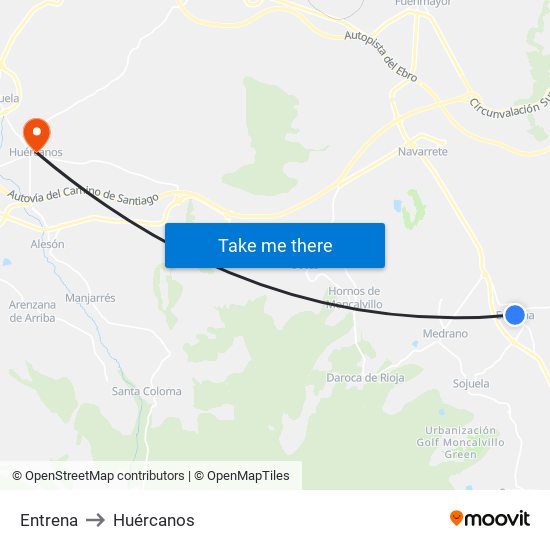 Entrena to Huércanos map