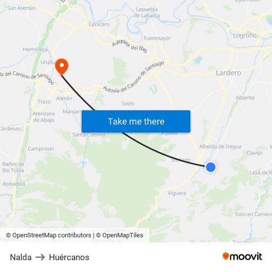 Nalda to Huércanos map