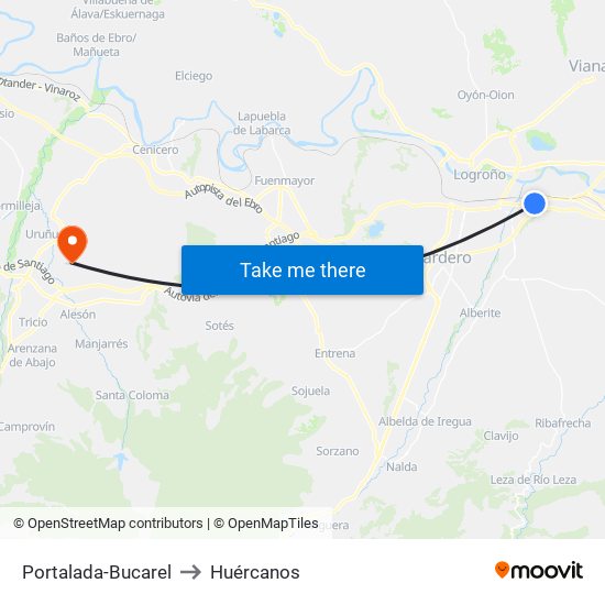 Portalada-Bucarel to Huércanos map