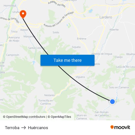 Terroba to Huércanos map