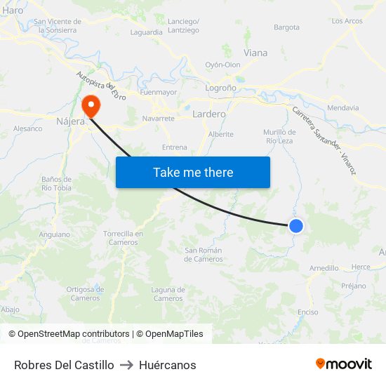 Robres Del Castillo to Huércanos map
