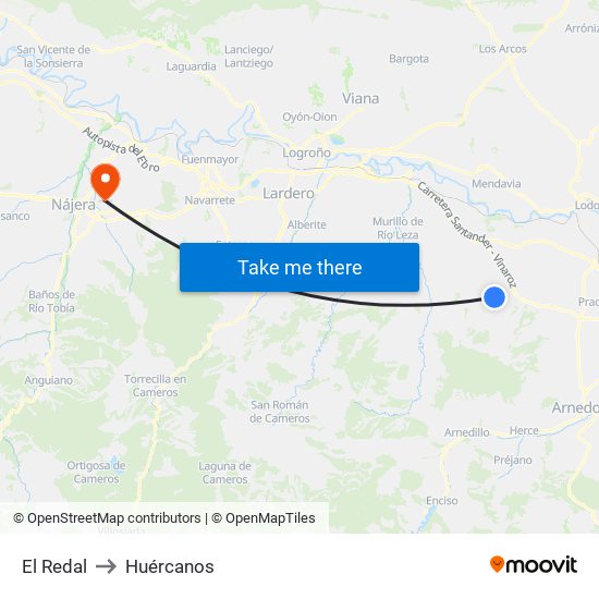 El Redal to Huércanos map