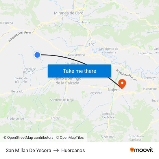 San Millan De Yecora to Huércanos map