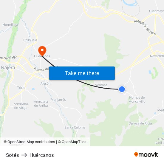 Sotés to Huércanos map