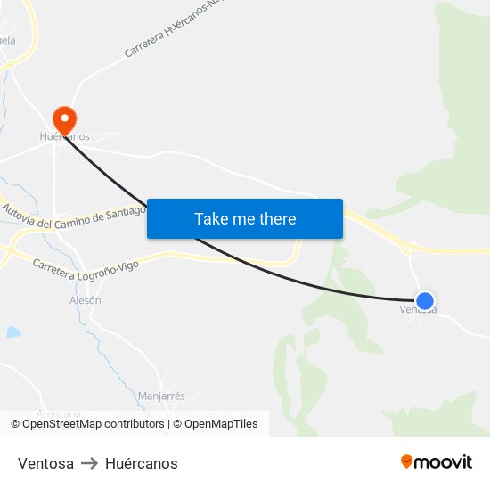 Ventosa to Huércanos map