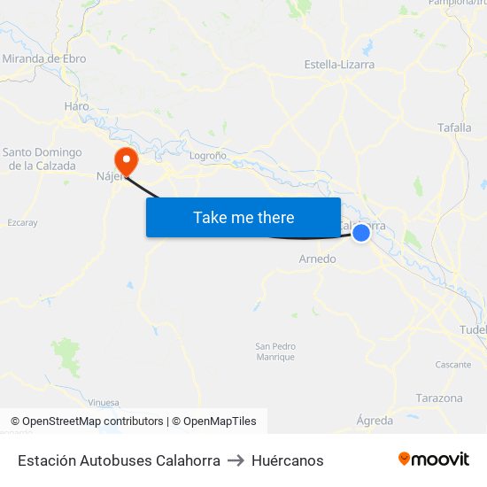 Estación Autobuses Calahorra to Huércanos map