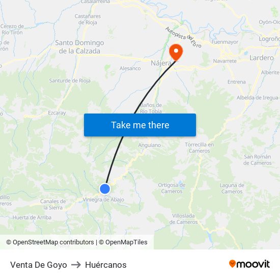 Venta De Goyo to Huércanos map