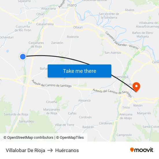 Villalobar De Rioja to Huércanos map