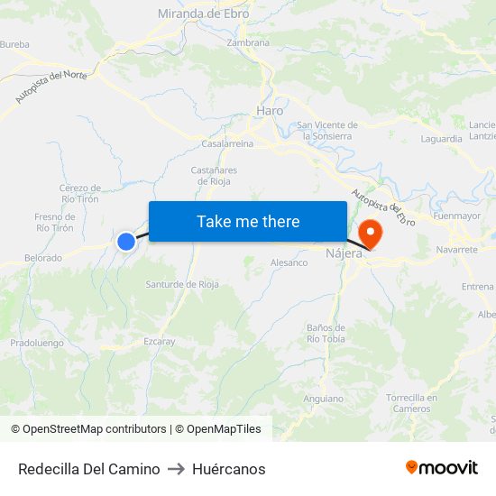 Redecilla Del Camino to Huércanos map