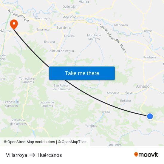 Villarroya to Huércanos map