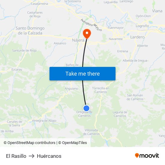 El Rasillo to Huércanos map