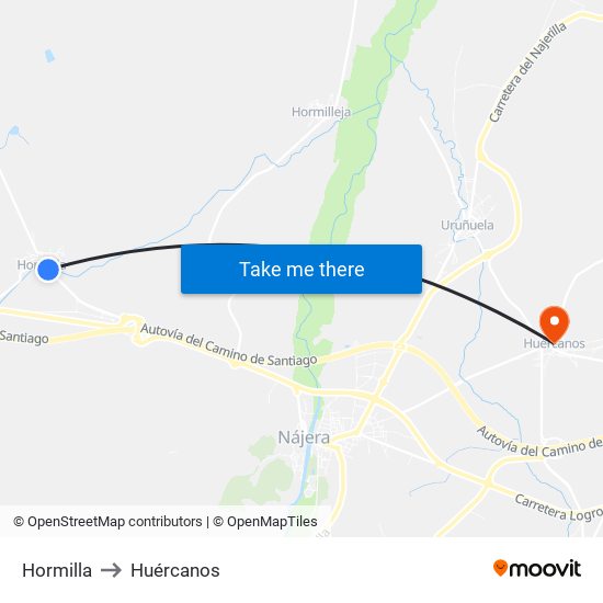 Hormilla to Huércanos map