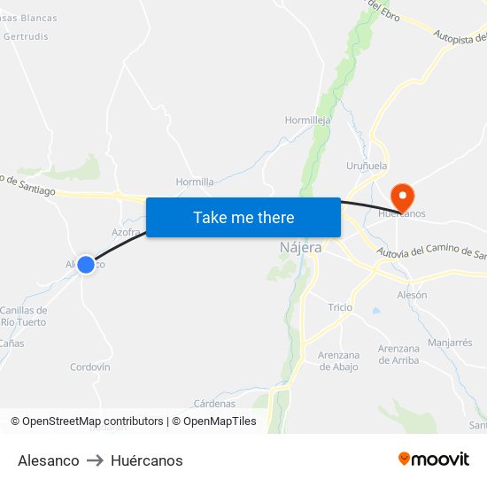 Alesanco to Huércanos map
