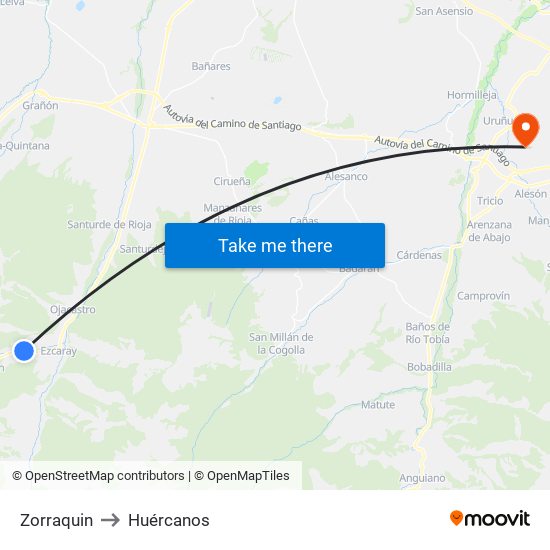 Zorraquin to Huércanos map