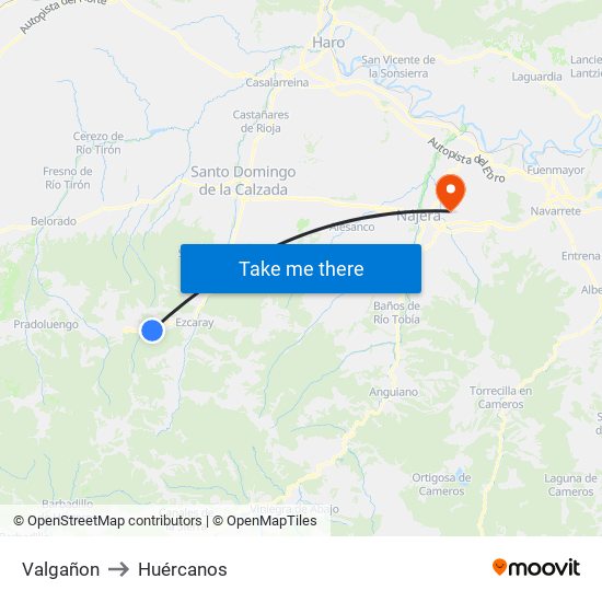 Valgañon to Huércanos map