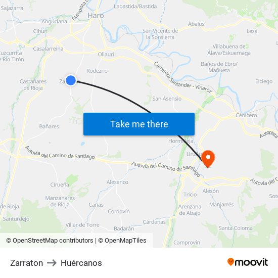 Zarraton to Huércanos map