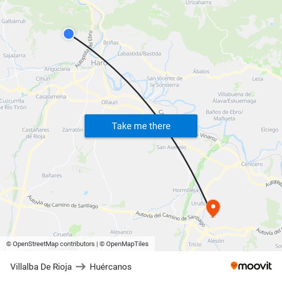 Villalba De Rioja to Huércanos map