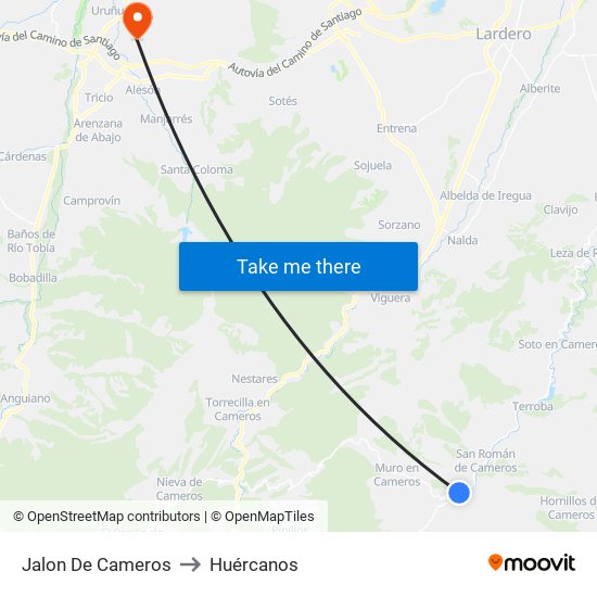 Jalon De Cameros to Huércanos map