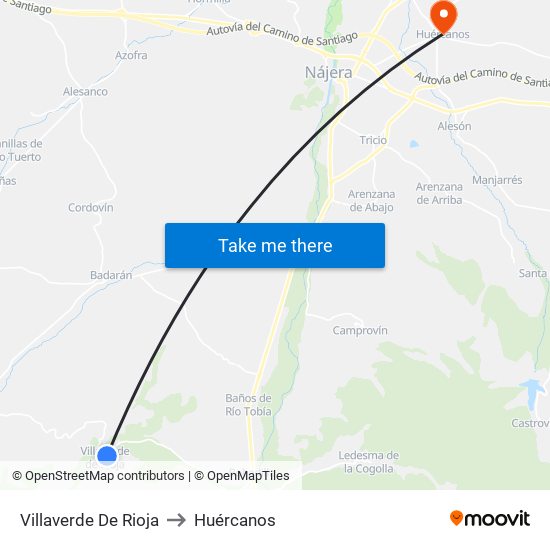 Villaverde De Rioja to Huércanos map
