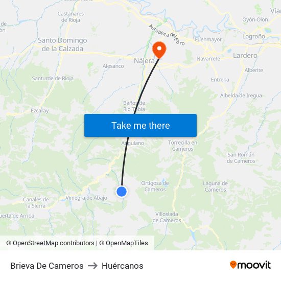 Brieva De Cameros to Huércanos map