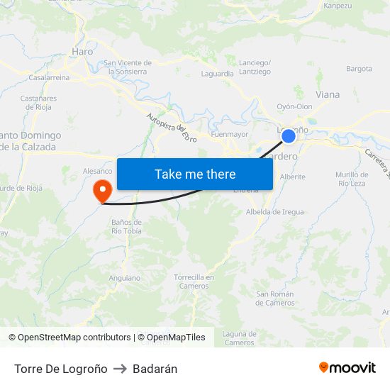 Torre De Logroño to Badarán map