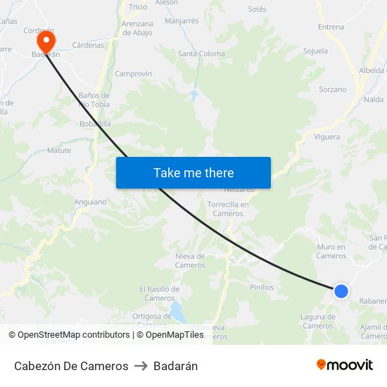 Cabezón De Cameros to Badarán map