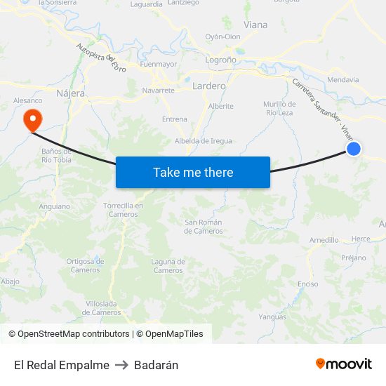El Redal Empalme to Badarán map