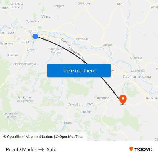 Puente Madre to Autol map