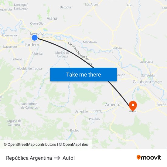 República Argentina to Autol map