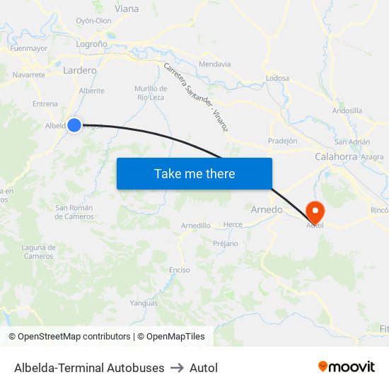 Albelda-Terminal Autobuses to Autol map