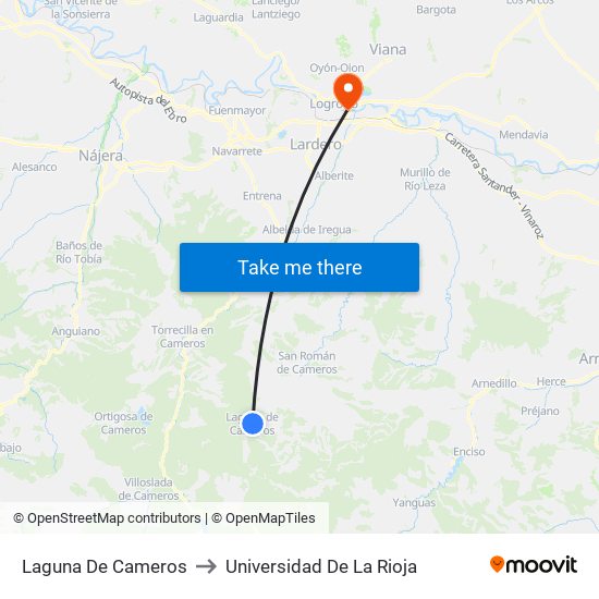 Laguna De Cameros to Universidad De La Rioja map