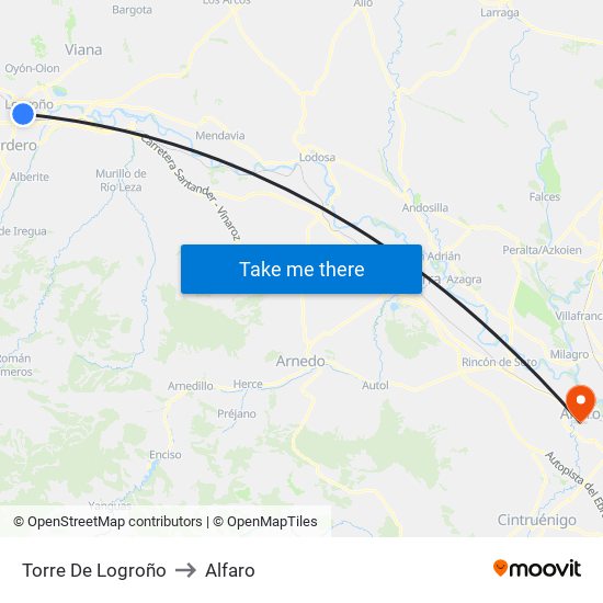 Torre De Logroño to Alfaro map