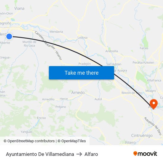 Ayuntamiento De Villamediana to Alfaro map