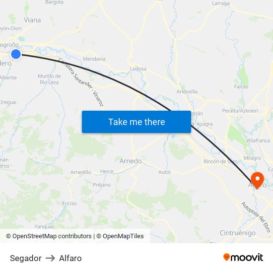 Segador to Alfaro map