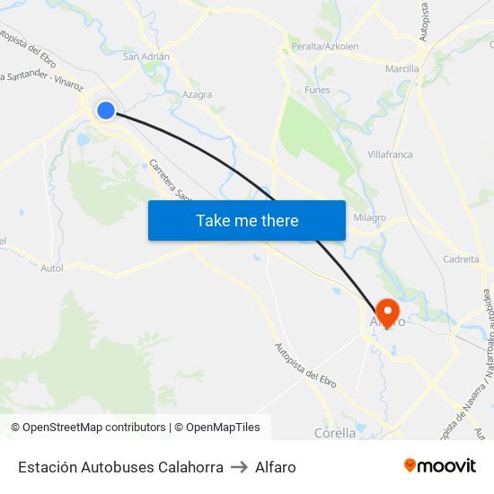 Estación Autobuses Calahorra to Alfaro map