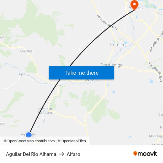 Aguilar Del Rio Alhama to Alfaro map