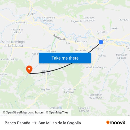 Banco España to San Millán de la Cogolla map