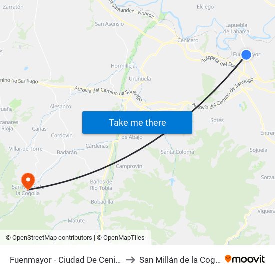 Fuenmayor - Ciudad De Cenicero to San Millán de la Cogolla map