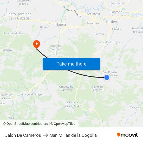 Jalón De Cameros to San Millán de la Cogolla map