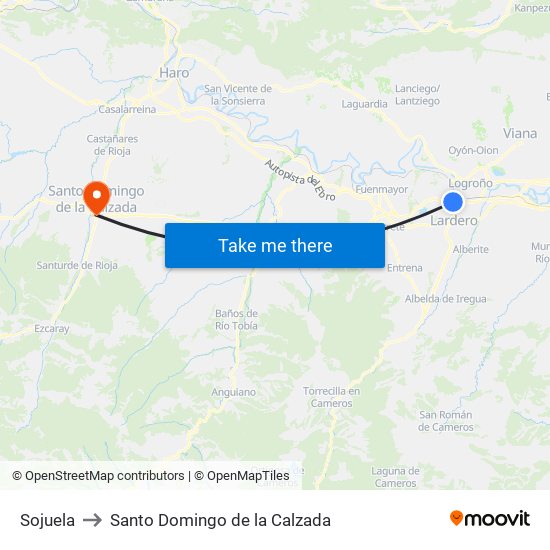 Sojuela to Santo Domingo de la Calzada map