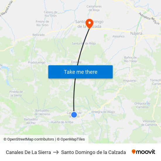 Canales De La Sierra to Santo Domingo de la Calzada map