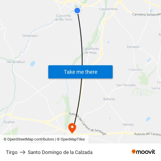 Tirgo to Santo Domingo de la Calzada map