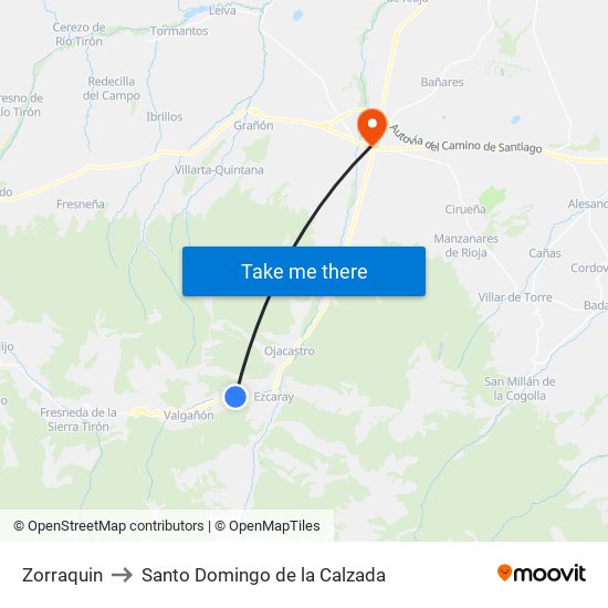 Zorraquin to Santo Domingo de la Calzada map