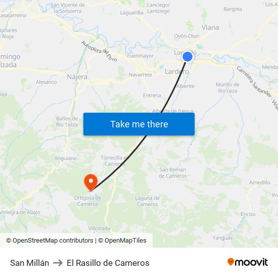San Millán to El Rasillo de Cameros map