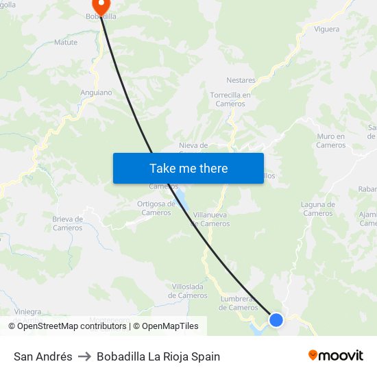 San Andrés to Bobadilla La Rioja Spain map