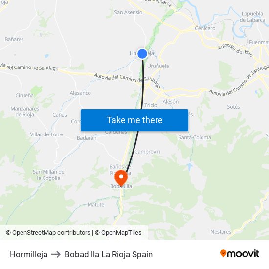 Hormilleja to Bobadilla La Rioja Spain map