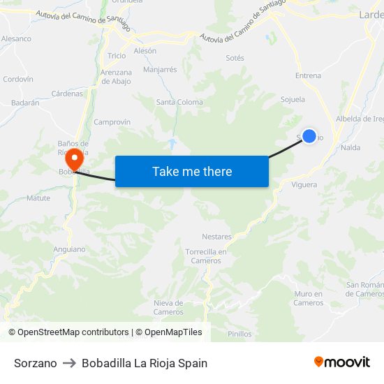 Sorzano to Bobadilla La Rioja Spain map