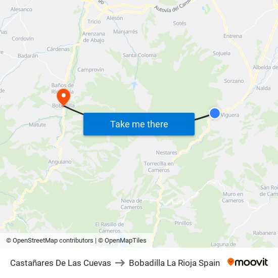 Castañares De Las Cuevas to Bobadilla La Rioja Spain map