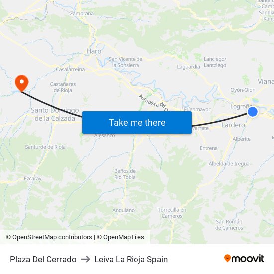 Plaza Del Cerrado to Leiva La Rioja Spain map