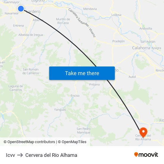 Icvv to Cervera del Río Alhama map